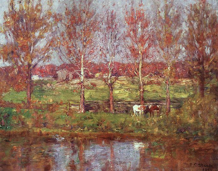 Theodore Clement Steele Cows by the Stream